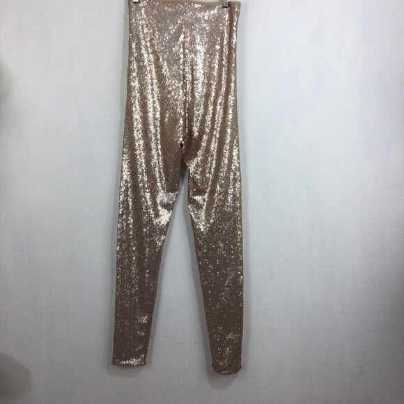 Commando High Waist Sliming Technology Sequin Leggings Champagne Blush Gold L - Picture 2 of 7